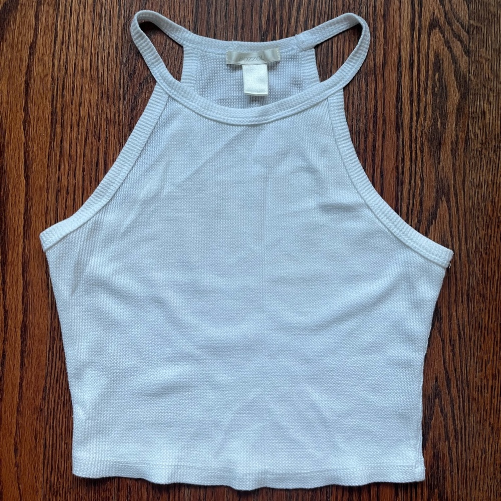 y2k white halter top